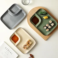 nordic ceramic dumpling plate with vinegar dish home creative dish plate sushi plate home kitchen supplies dinner plates