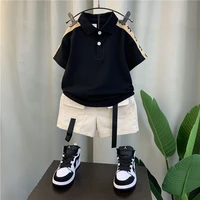 boys summer suit 2022 new fashion baby summer polo shirt short sleeved clothes childrens cool handsome two piece suit