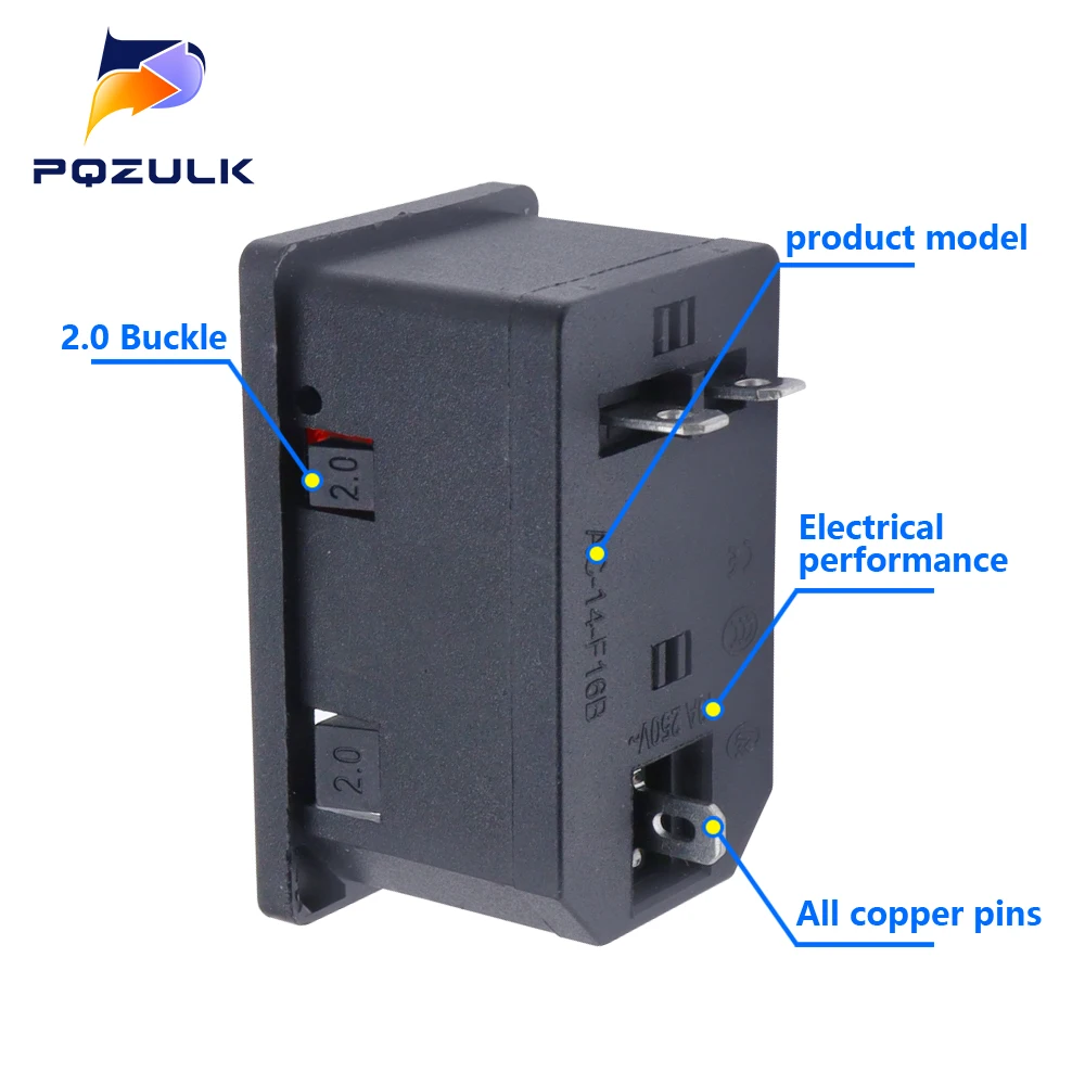 Фото Электрическая розетка 250 В DB-8-8 AC-14-F16 C-14-F19 KCD1/KCD3/KCD4/KCD5 Кулисный переключатель с предохранителем 10 А №4