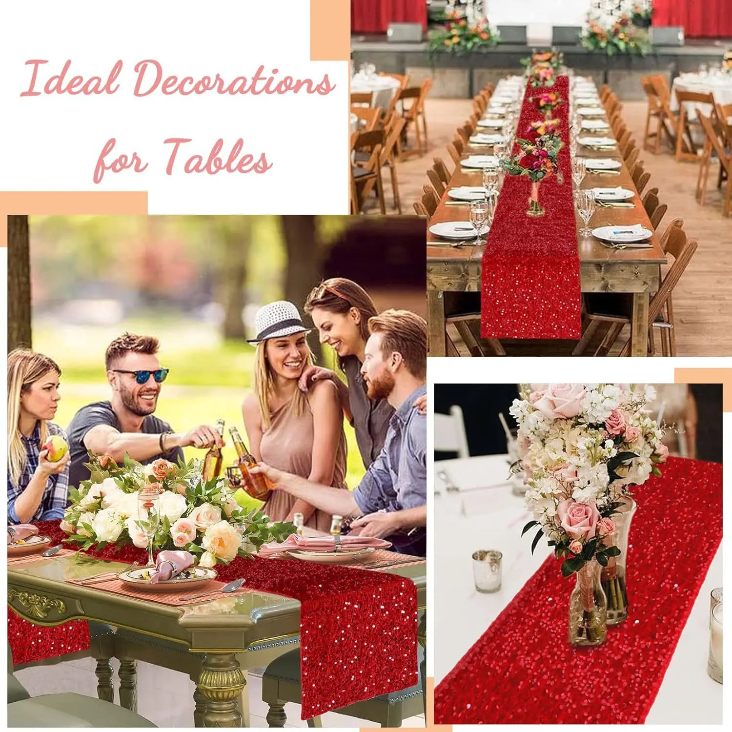 Рождественская блестящая скатерть 30x180 см красная/селая обеденный стол свадьба