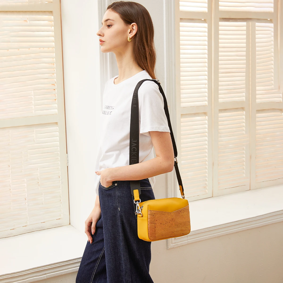 

Jackie&Jill Shoulder Bags for Women Bark+ PU Leather Crossbody Bags Brand Yellow Tote Handbags Shopper Clutch Purse