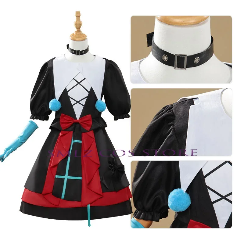 Игра Eggy Party Stella Косплей Аниме Девушка Mute Платье Парик Костюм Хэллоуин Вечеринка