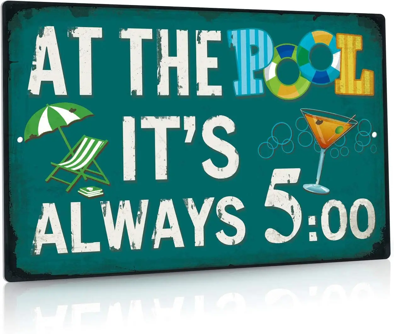 Правила бассейна Putuo Decor Sgn nor/Outor Swmmng Decoons для 12x8 nches lumnum Metl - t The Pool t's lwys 5:00