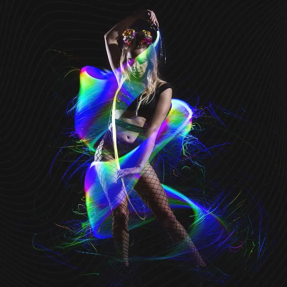 colorful fiber optic whip lighting painter suit ELwire graffiti long exposure streamer portrait photography light painting tools