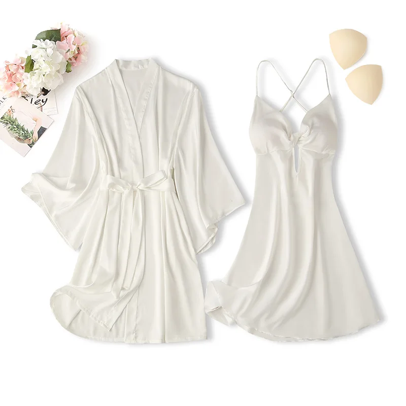 Комплект одежды для сна Женский цвет бордовый летний M-XXL-кимоно тонкий с