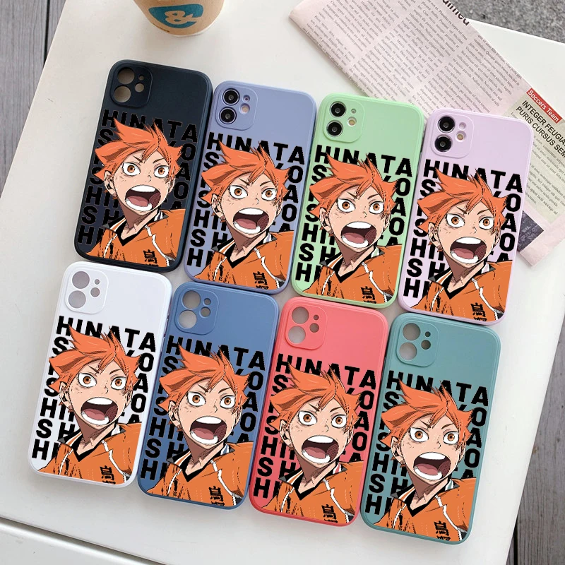 

NEW Square Liquid Silicone Phone Case For iPhone 14 11 12 13 Pro Max Mini X XS XR 7 8 Plus SE Full Lens Protection Cover Haikyuu