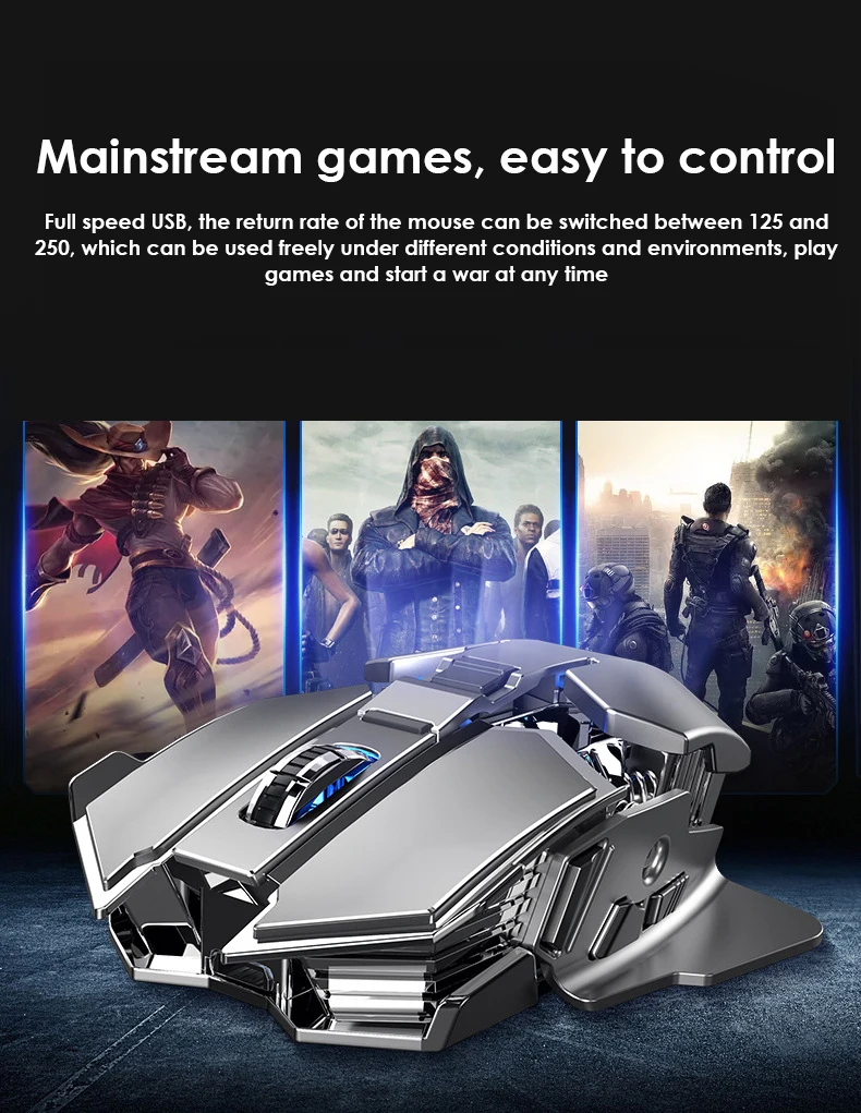 

Office Household Rechargeable Silent Wireless Mouse High Resolution Gamer Mice Games Rechargeable Gaming Mouse Mouse 1600dpi