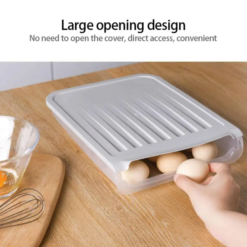 

Newest Plastic Egg Storage Holder Box Home Kitchen Egg Refrigerator Container Stackable Auto Scrolling Fridge Food Savers 2023