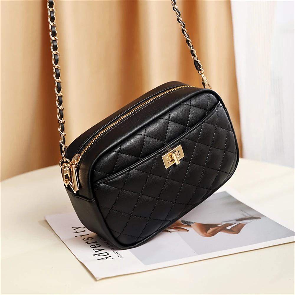 

women's PU leather bag, diamond pattern small bag, mobile phone shoulder bag