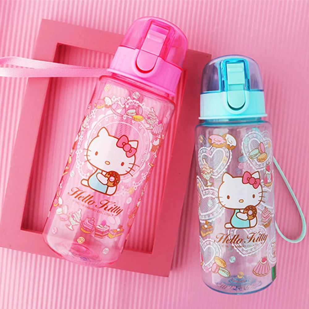 

Sanrioed Kawaii Hello Kitty мультфильм чашка для воды студенческий кампус детская чашка для воды прозрачная соломенная чашка для воды подарки для детей