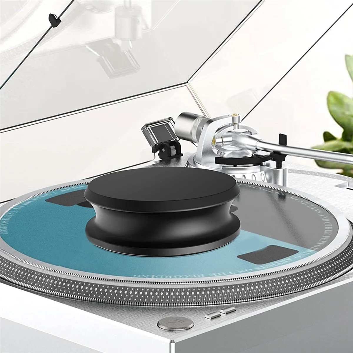 

Aluminum Vinyl Record Weight Stabilizer Disc Balanced Clamp for Turntable LP Record Player Accessories Black