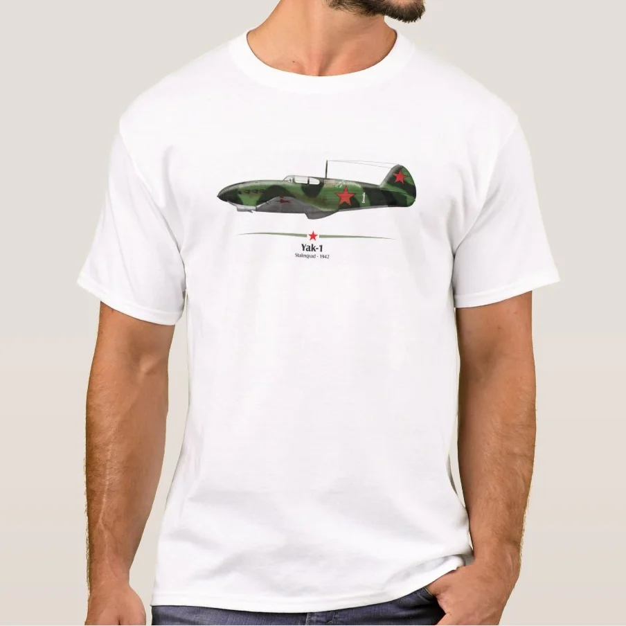 

WWII Soviet Union Battle of Stalingrad Yak-1 Fighter T Shirt. New 100% Cotton Short Sleeve O-Neck T-shirt Casual Mens Top