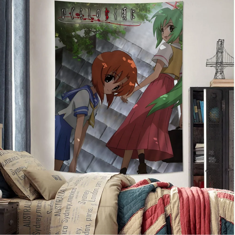 

Гобелен Higurashi, картинка плача, искусство, научная фантастика, домашний декор, дешевый настенный хиппи