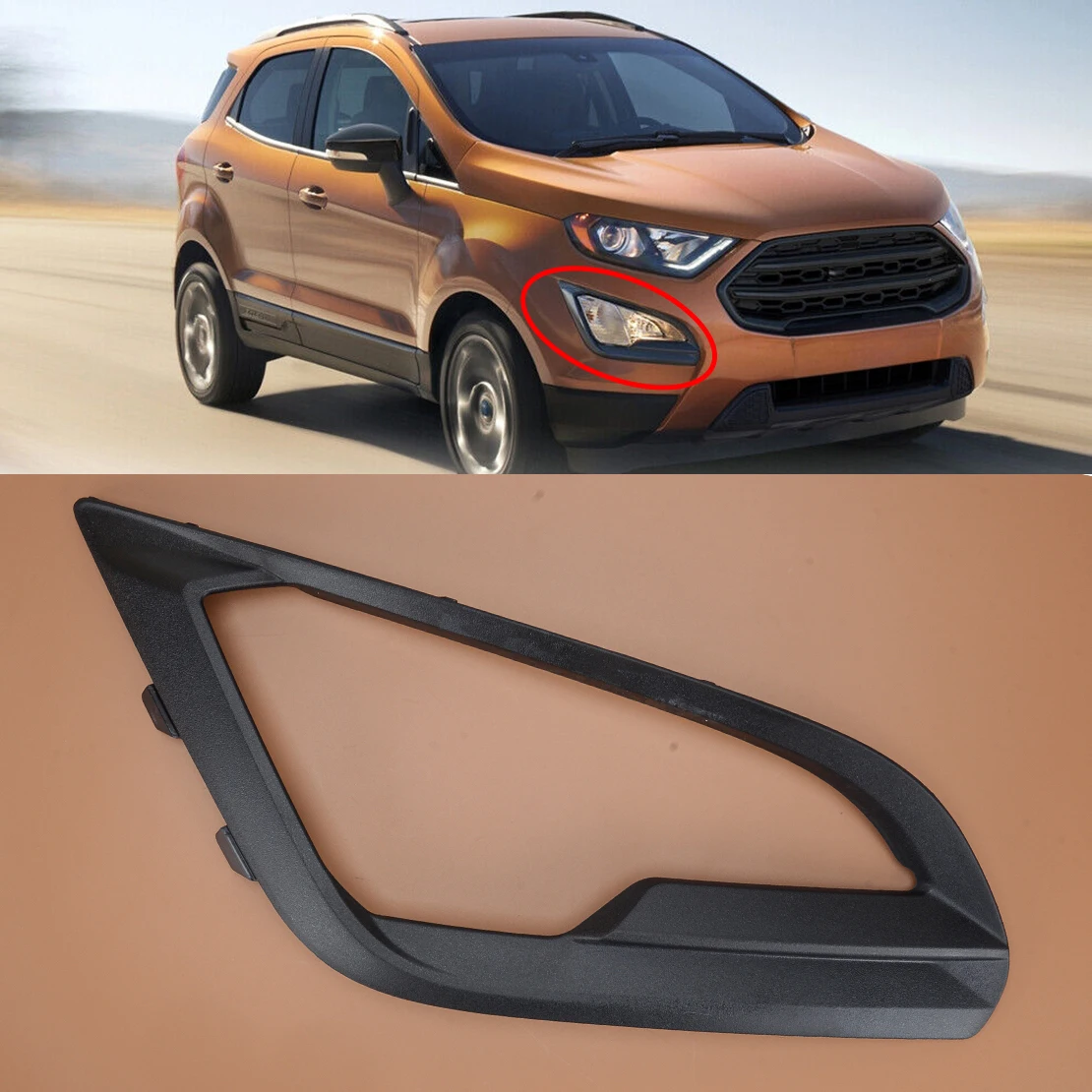 

Черная пластиковая Автомобильная правая сторона переднего бампера, противотуманная фара, рамка, рамка, подходит для Ford EcoSport 2018 2019 2020 2021