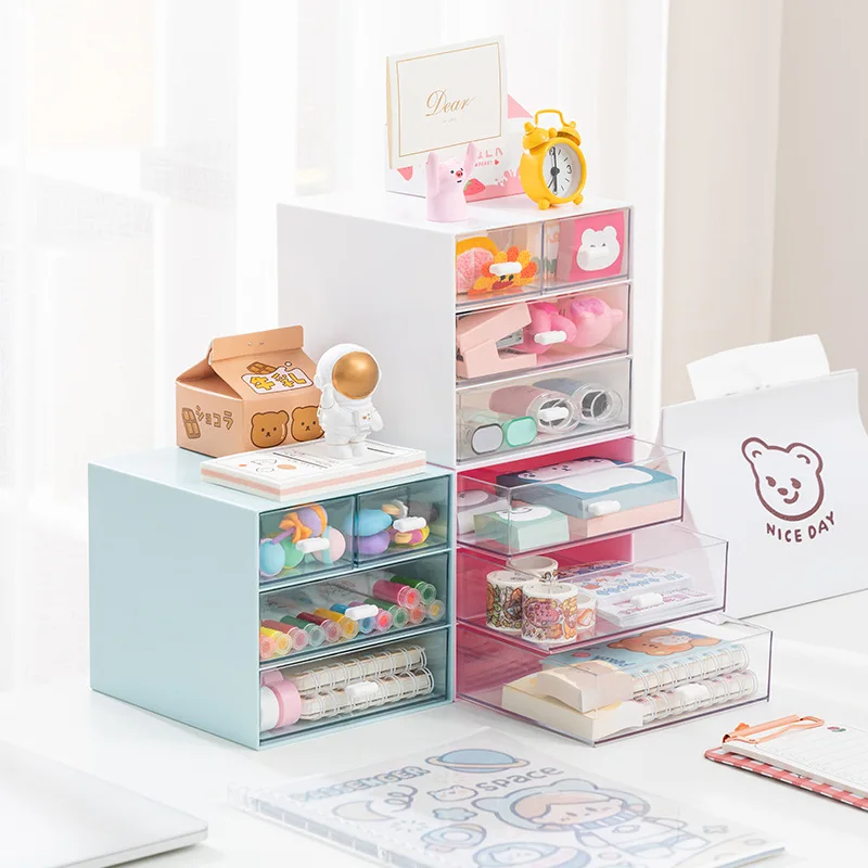 

Desktop Transparent Drawer Storage Box Office File Bedroom Study Organizer Box Multi-layer Dustproof Holder Supplies