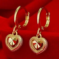exquisite heart earrings gold color love earrings for women wedding engagement anniversary party jewelry gift