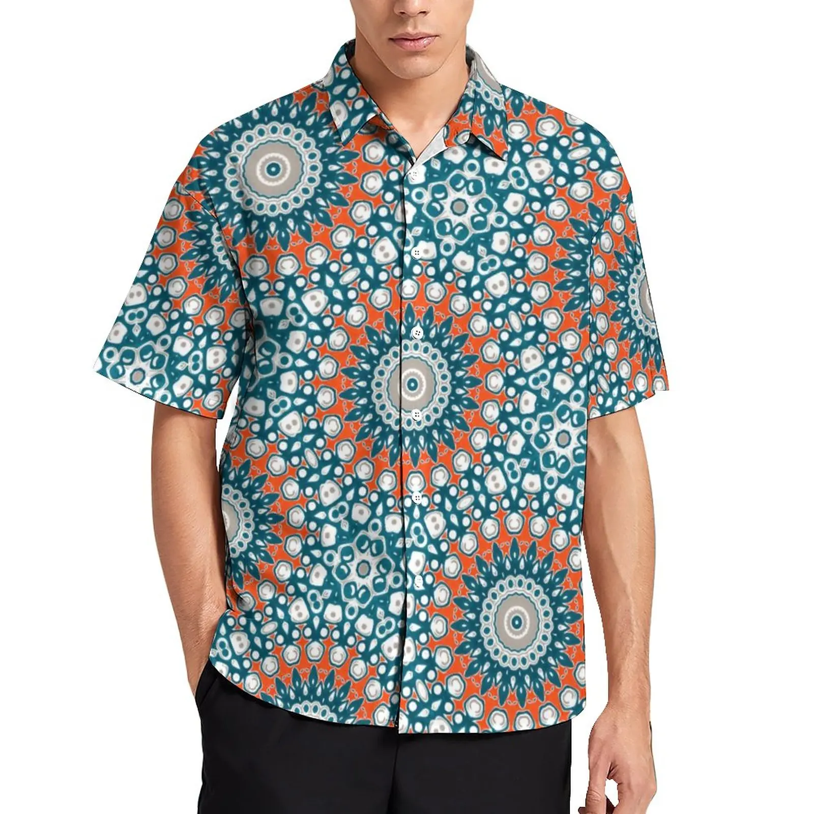 

Funky Mandala Loose Shirt Male Beach Bohemia Design Casual Shirts Hawaii Custom Short Sleeve Harajuku Oversized Blouses