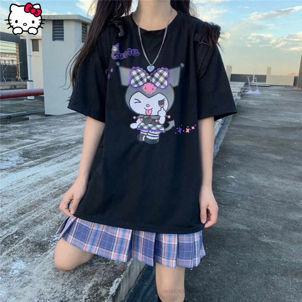 

Funny Sanrio Kuromi Soft Loose Tees Japanese Lovely Girls Aesthetic Fashion Short Sleeve T-shirts Women Clothing 2022 Crop Top