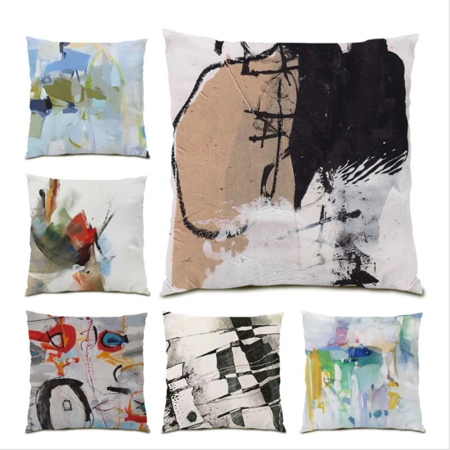 

Home Decor Throw Pillow Covers Line Polyester Linen Cushion Cover 45x45 Color Geometry Living Room Decoration Sofa Velvet E0334