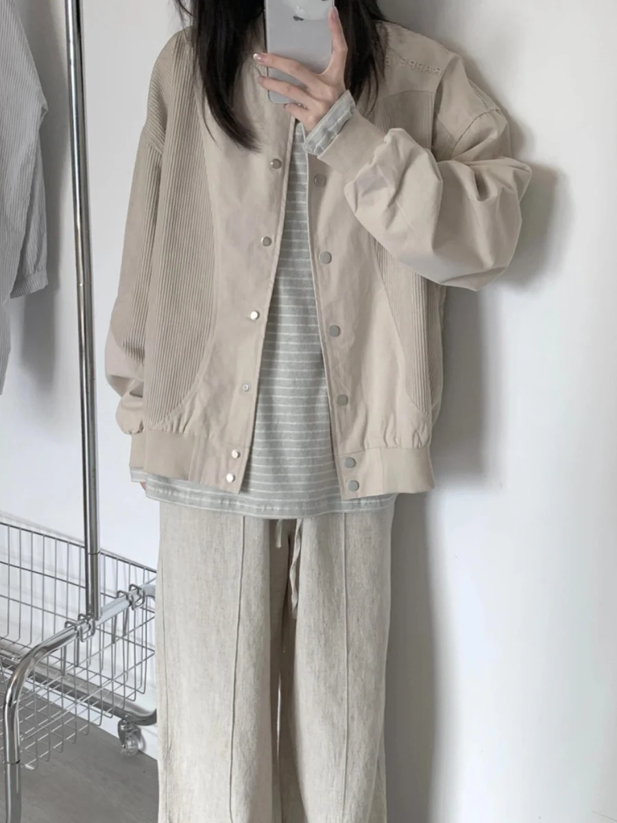 Американская винтажная вельветовая лоскутная верхняя одежда для женщин ранняя