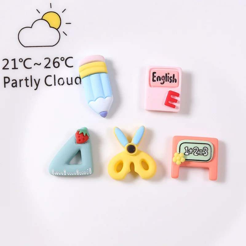 

10Pcs New Mini Cute Cartoon Stationery Back Resin Cabochons Scrapbooking DIY Jewelry Craft Decoration Accessorie