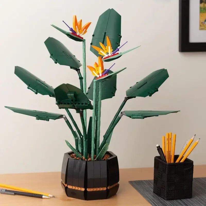 

New 10289 Bird Of Paradise Bouquet Rose Building Block Bricks Unziptoy Potted Illustration Holiday Girlfriend Gift Home Decor