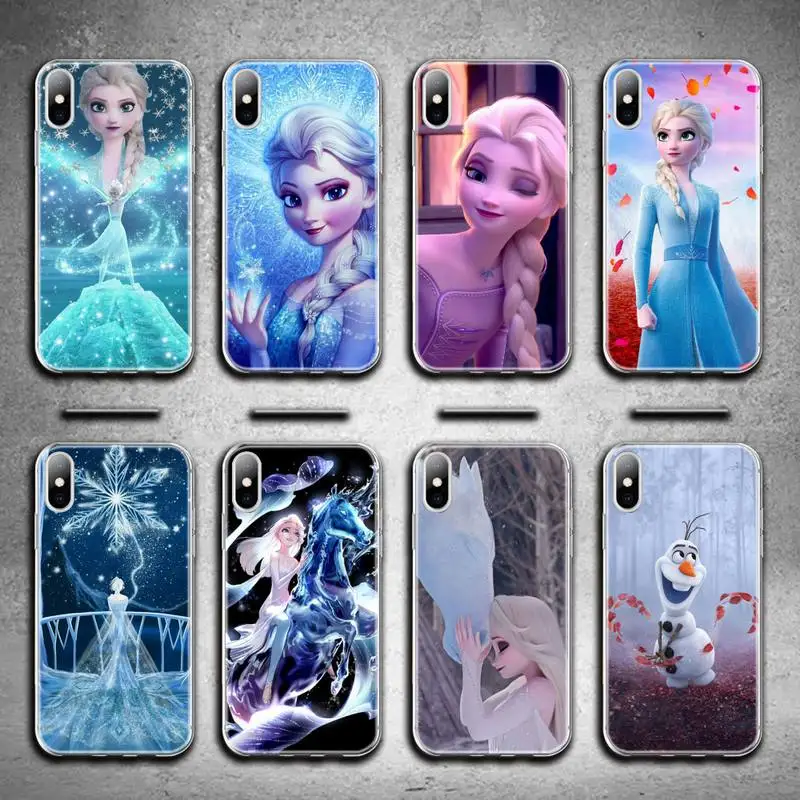 

BANDAI Princess Frozen Elsa Phone Case For iphone 13 12 11 Pro Max Mini XS Max 8 7 Plus X SE 2020 XR Silicone Soft cover