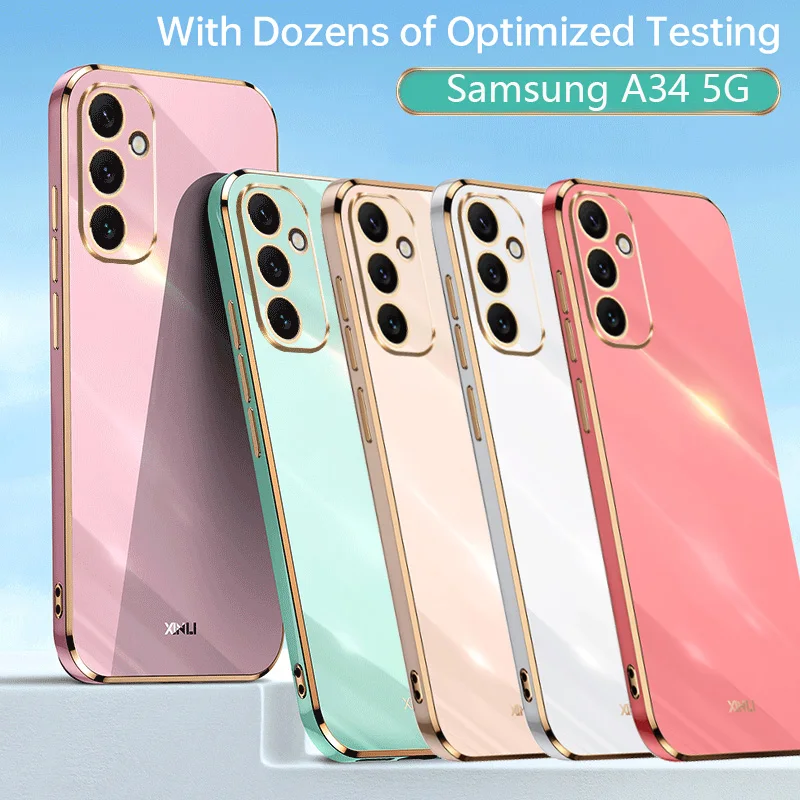 

Luxury Soft Gilding Case For Samsung A24 A04 S23 Ultra S22 plus S21FE A34 A52 A72 A54 14 A13 A12 A71 A32 A73 A33 A53 A23 A50 A51