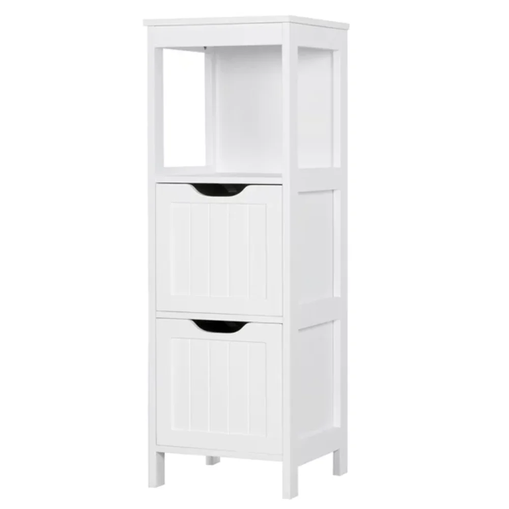 

SMILE MART Adjustable 3 Tiers Bathroom Cabinet Modern Storage Organizer Heavy Duty Vanity Stylish Floor Cabinet, White