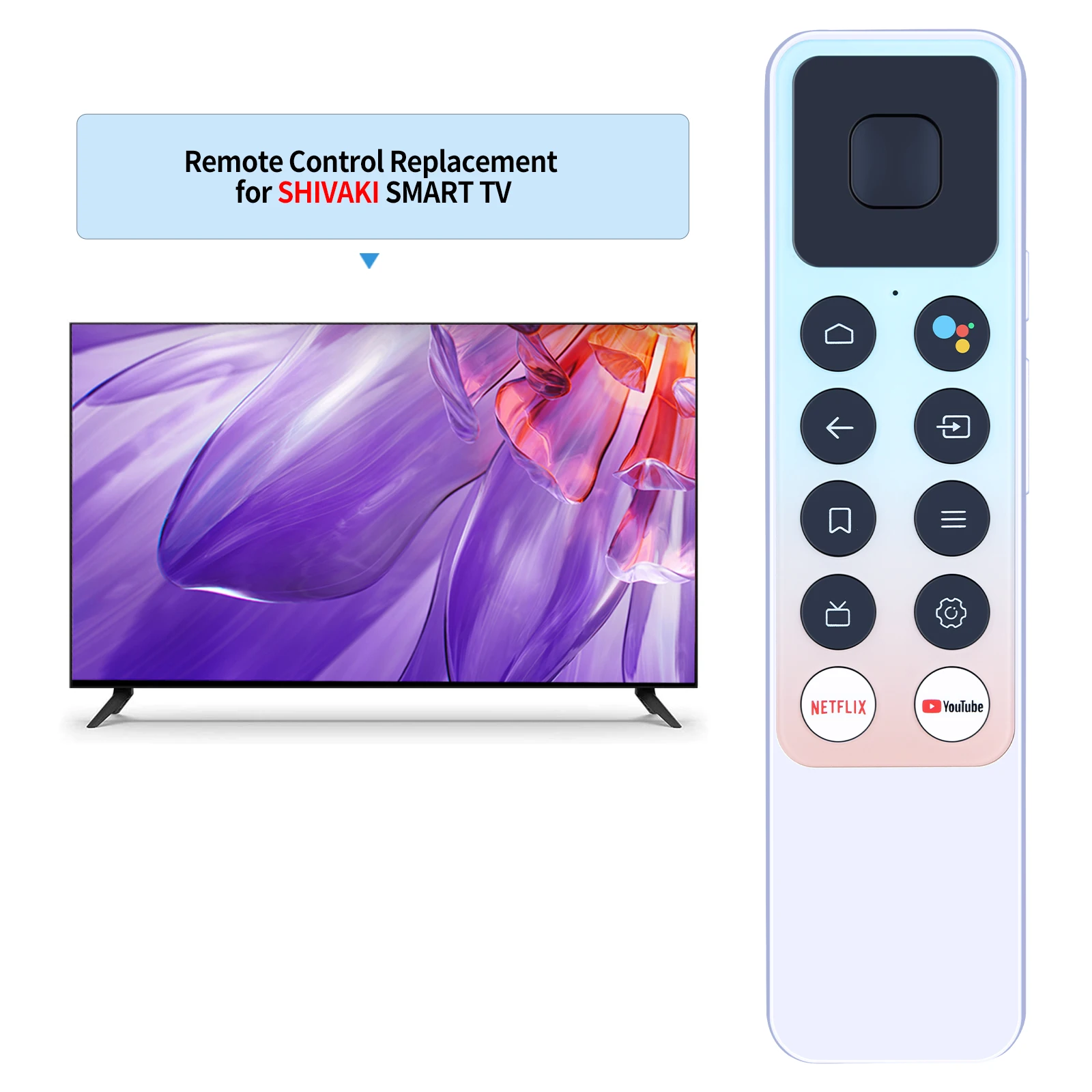 Пульт дистанционного управления для SHIVAKI Smart TV с Google Assistant Netflix YouTube