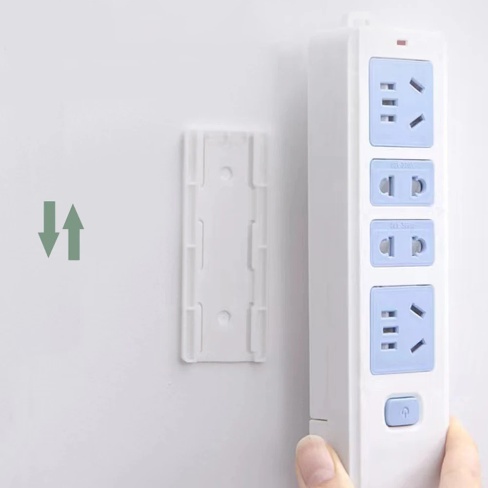 

4PCS Self-Adhesive Desktop Socket Fixer Router Wall Hanging Plug-in Removable Socket Holder Cable Wire Organizer Power Strip Fix
