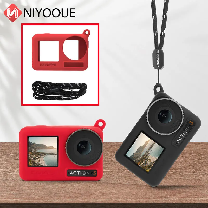 

Protective Case Silicone For OSMO ACTION 3 Scratch-proof Camera Cover Protector Lanyard Accessories