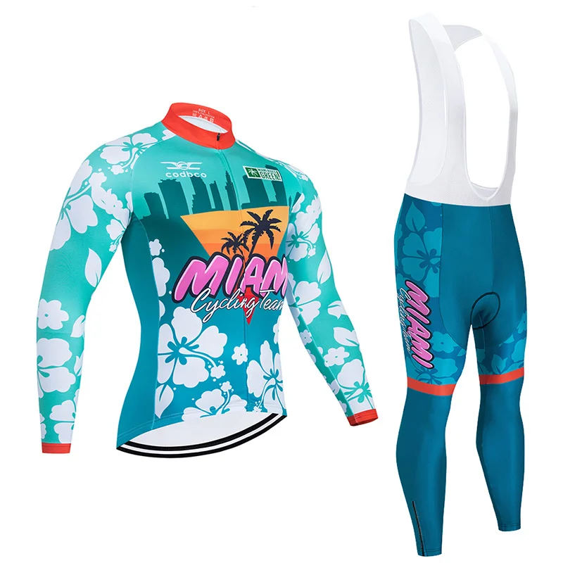 

2022 MIAMI Cycling Team Jersey 20D Bib Set MTB Uniform Bicycle Clothing Ropa Ciclismo Bike Clothes Mens Autumn Long Cycling Wear