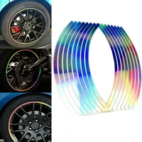 16pcs strips motorcycle car wheel tire stickers reflective rim tape motorbike auto bicycles decals 18 inch tire decor accessorie