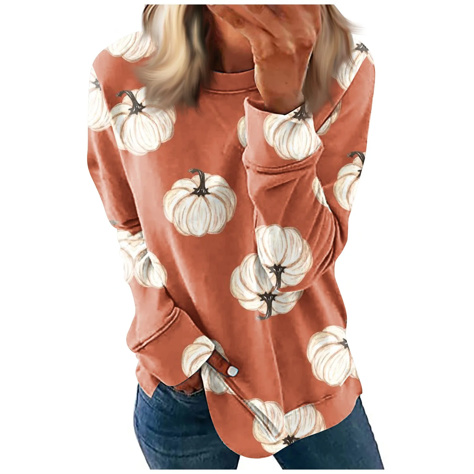 

Halloween Sweatshirt For Women Fashionable And Casual Long-Sleeved Autumn And Winter Warm Round Neck Sweatshirt Top Sudaderas