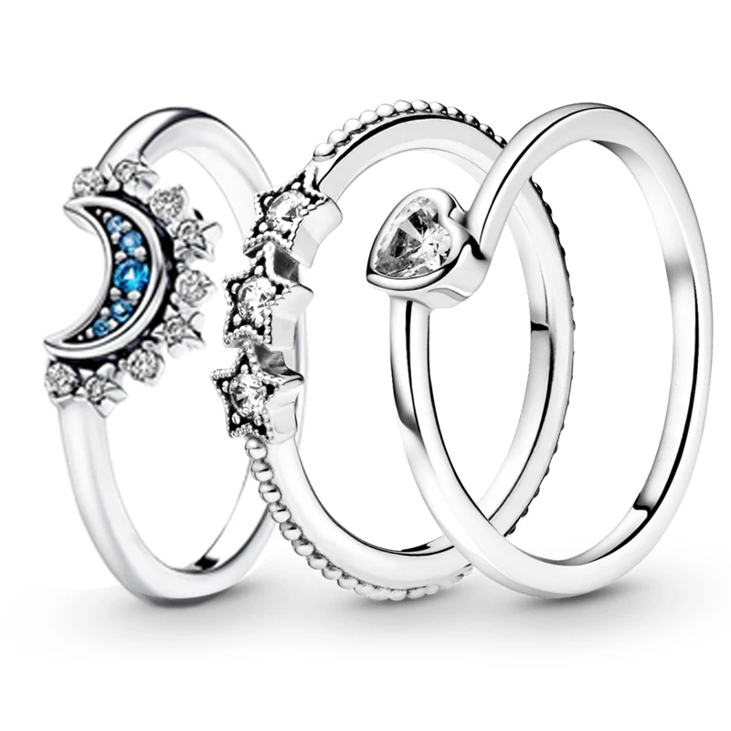 

Ring 925 Silver Women Original Fidget Girls Heart Certified Love Star Luxury Engagement Couple Quality Fine Jewelry Designer New