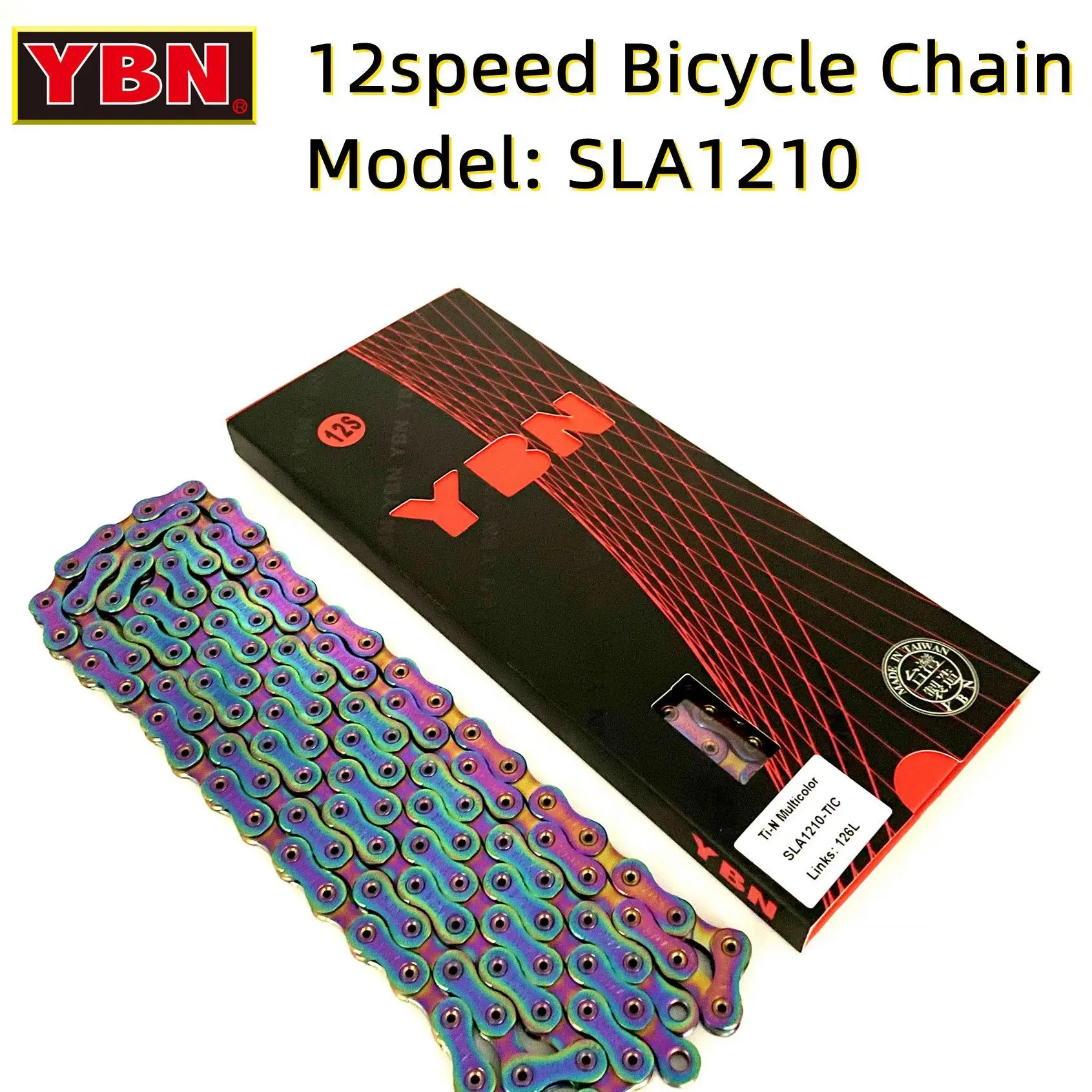 YBN 12 Speed Bicycle Chain SLA1210 Non-stick Coating Universal MTB Road Bike Colorful Chain for SRAM/Campanolo System Bike Parts