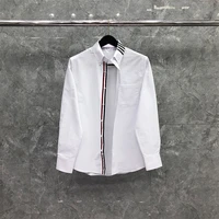 tb thom mens shirt spring custom collar gray and button rwb stripes shirts fashion brand cotton oxford casual women blouses