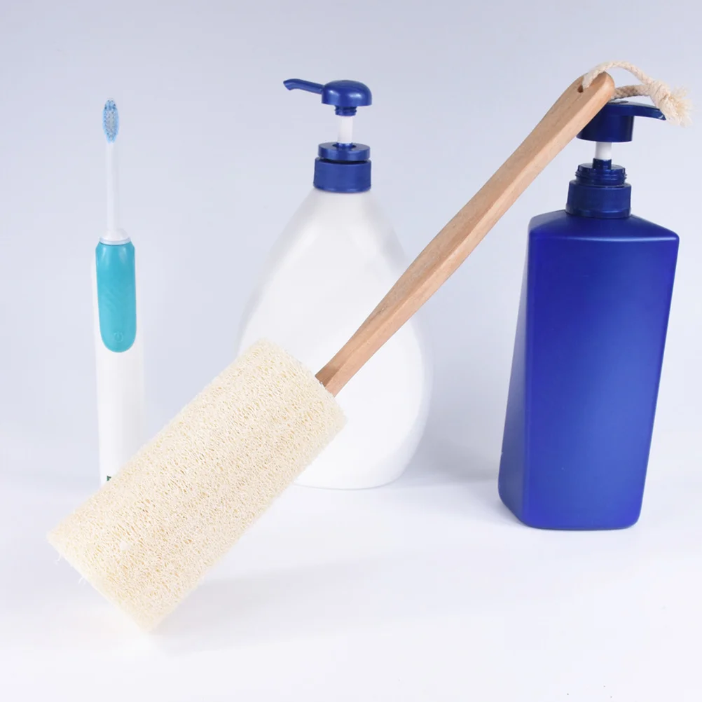 

Long Wooden Handle Natural Exfoliating Loofah Back Sponge Scrubber Brush Bath Body Brush - 36*10cm (Raw Wood)