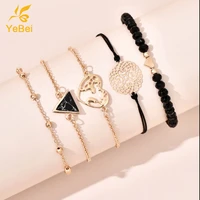 5pcs trendy woman jewelry 2022 bracelet for women girls beaded bracelet black jewelry sets couples gifts free shipping items