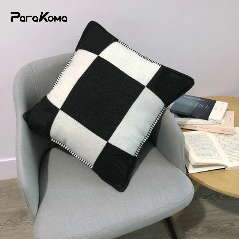 

Luxury Letter H Design Cashmere Pillow Covers Decorative Soft Wool Throw Pillows Winter Home Warm Couch Cushion Cover