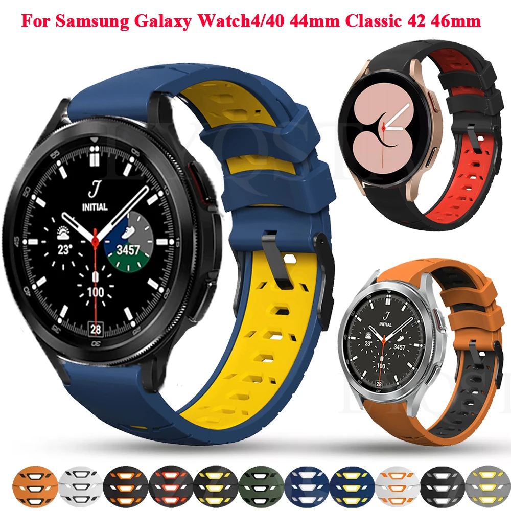 

Ремешок силиконовый для Samsung Galaxy Watch 4 Classic, спортивный браслет для смарт-часов Active 2, 44 мм 40 мм, 20 мм