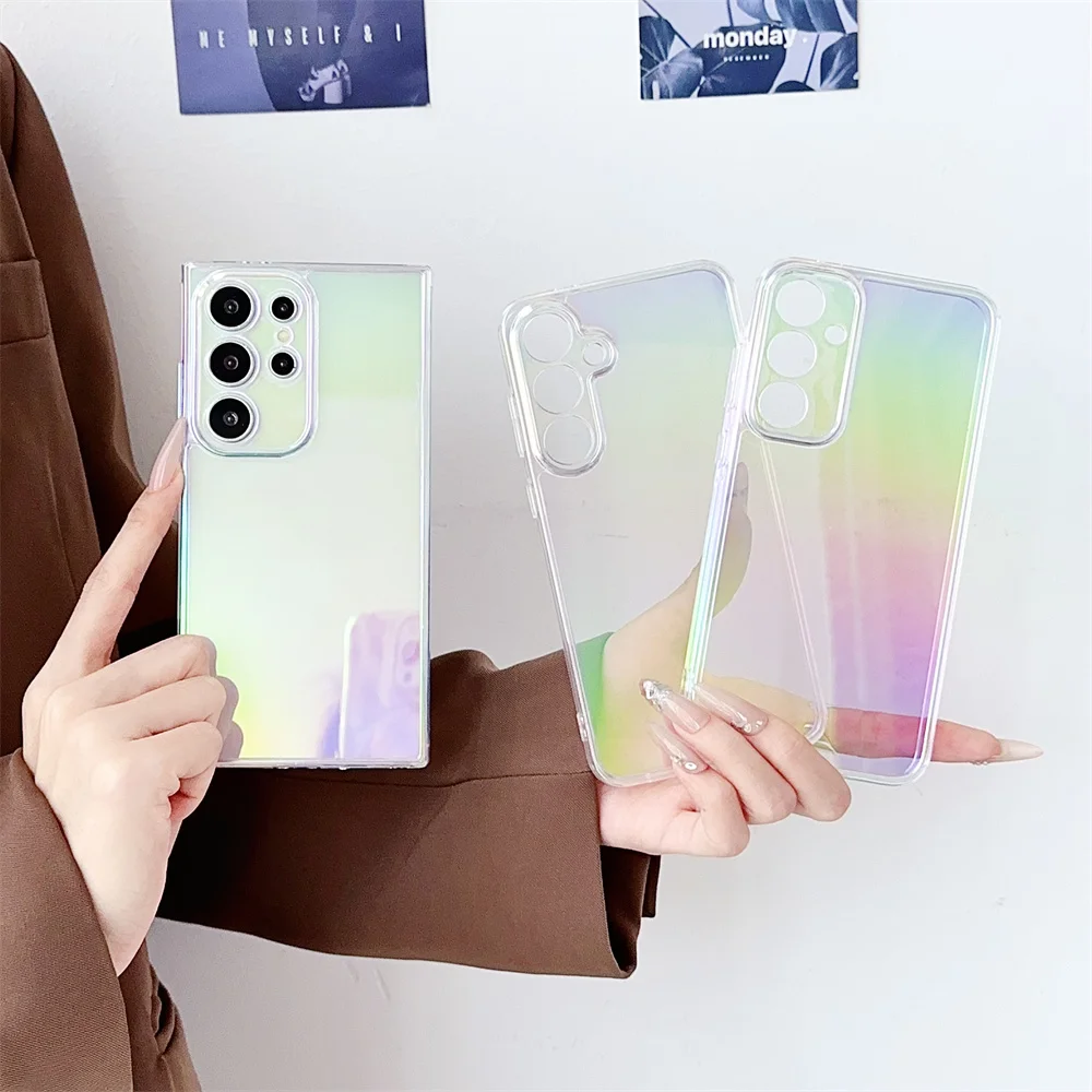 Ультратонкий лазерный прозрачный чехол для Samsung S25 S24 Ultra S23 FE S22 Plus S21 A55 A54 A53 A52 A51 A35