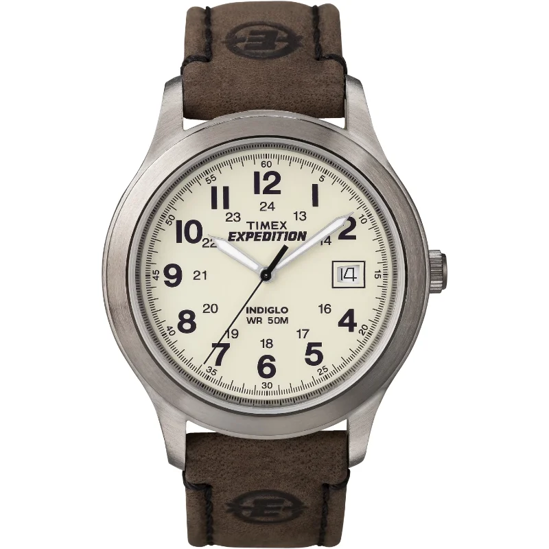 

Timex Mens Expedition Metal Field Watch, Brown Leather Strap