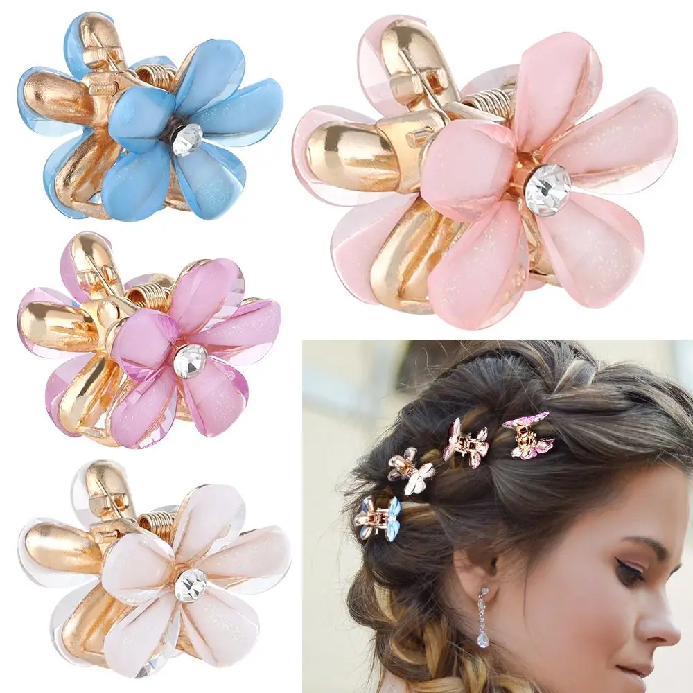 

Новый модный небольшой зажим в форме цветка, модный зажим для челки для девочек, аксессуары для волос для конского хвоста, милый цветок, голо...