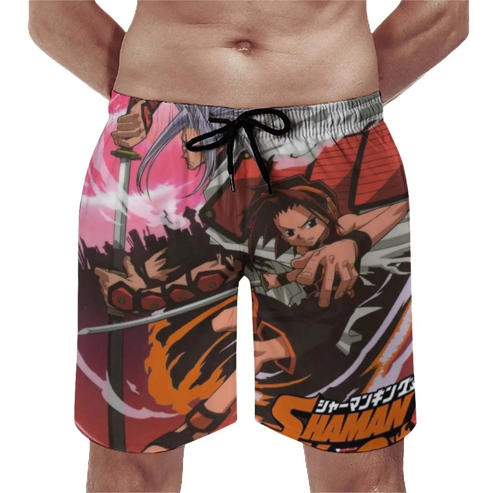 

Shaman King Yoh Asakura And Amidamaru Board Shorts Trenky Otaku Mecca Anime Amidamaru Soul Custom Beach Short Pants Men Trunks