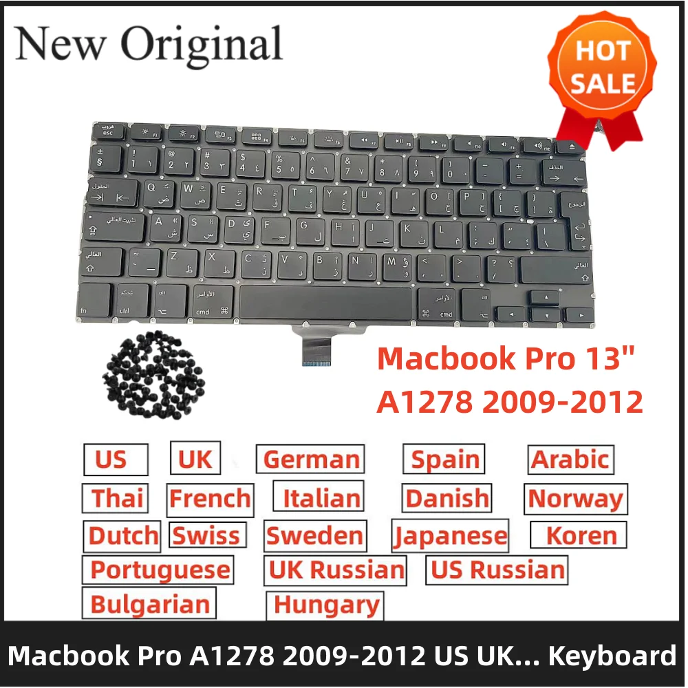 UK US French Danish German Spanish Italian Danish keyboard for Macbook Pro A1278 2009-2012 UK Keyboard Japan JP Keyboard
