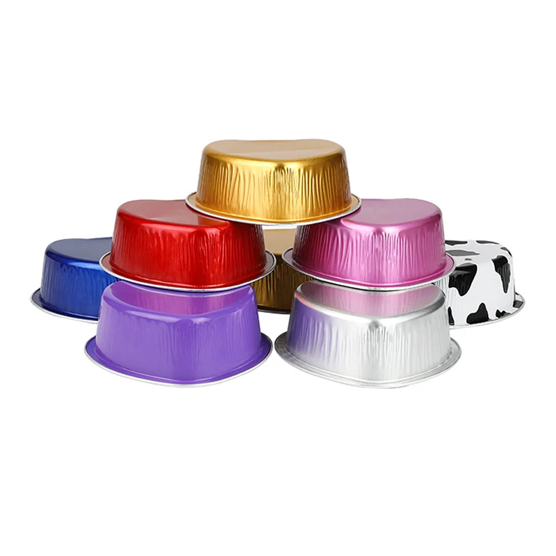 

10Pcs Aluminum Foil Cake Pan Heart Shaped Cupcake Cup with Lids 3.4 Ounces
