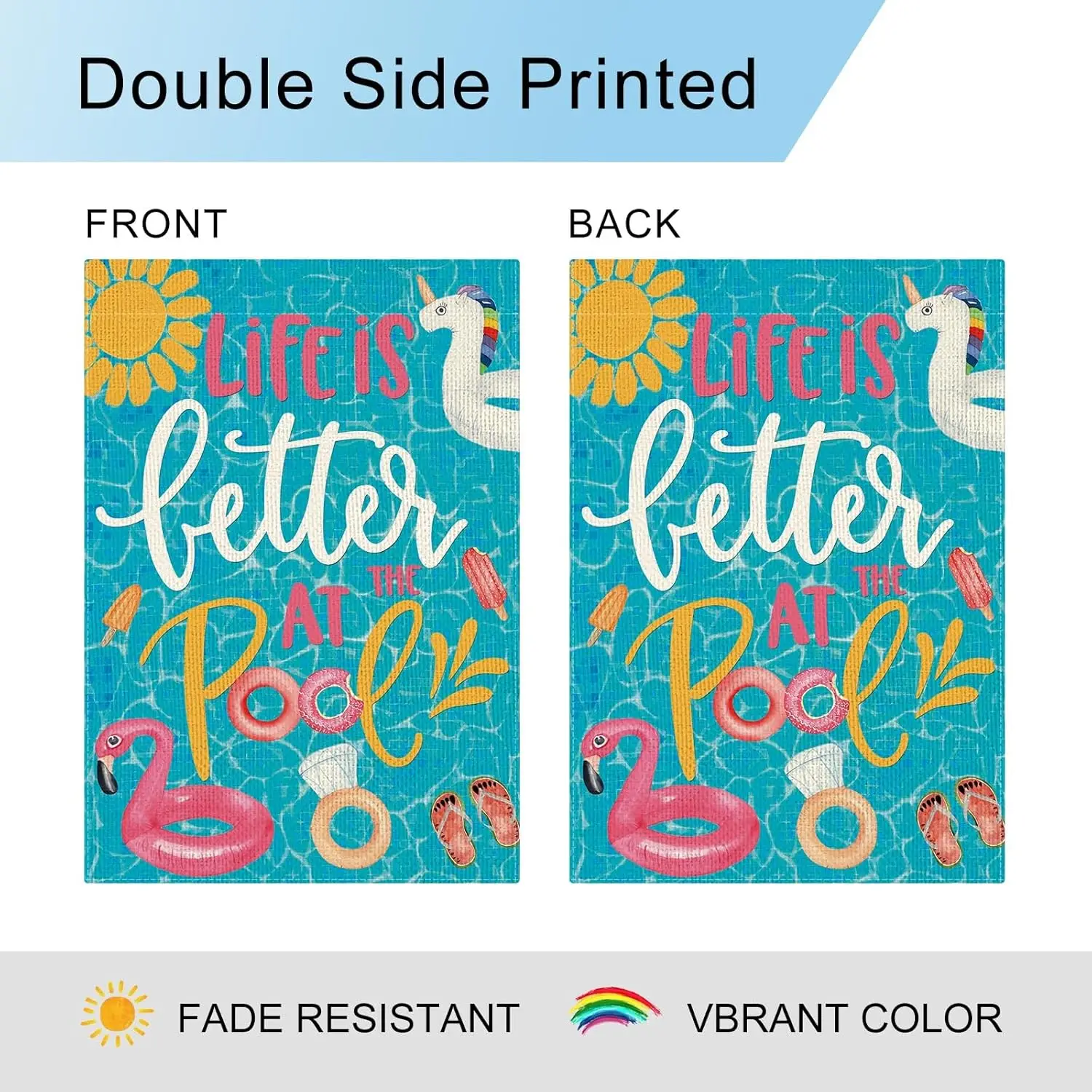 Флаг для сада и бассейна DLZDN Life is Better at the Pool, летний, 12×18 дюймов, двусторонний, вертикальный, из мешковины, для фермерского двора, PPZ (art.: 3920dbebb4933) - 3920dbebb4933