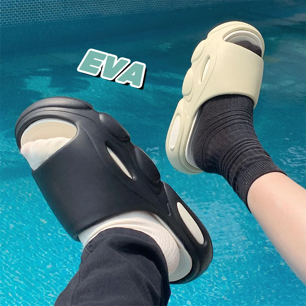 2023 Ins EVA Women Slippers For Couples Summer Outdoor Slippers Man Soft 4cm Thick Sole Sandals Flip Flops